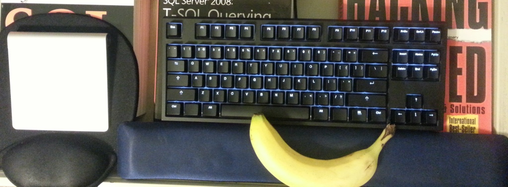 My New Code Keyboard from WASD Keyboards with a Banana for Scale
