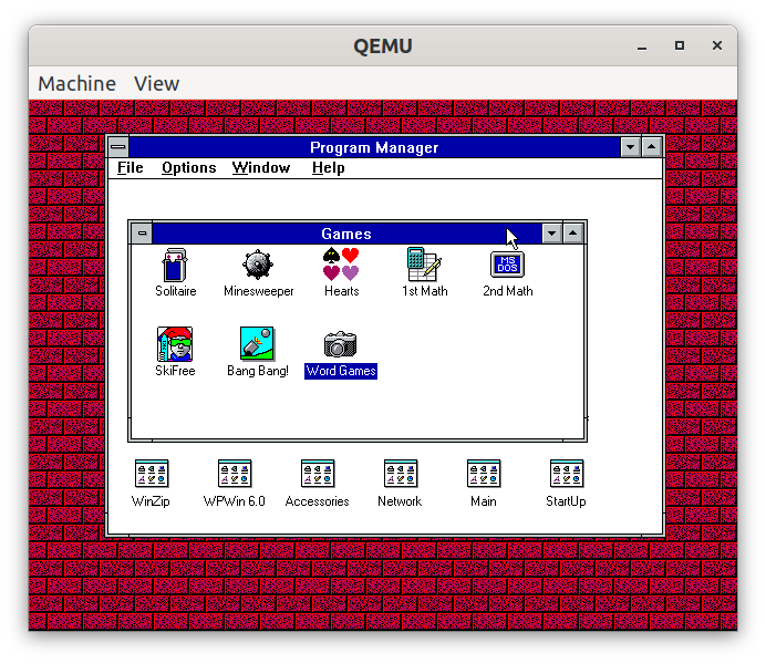 Windows 3.1 in QEMU with Games