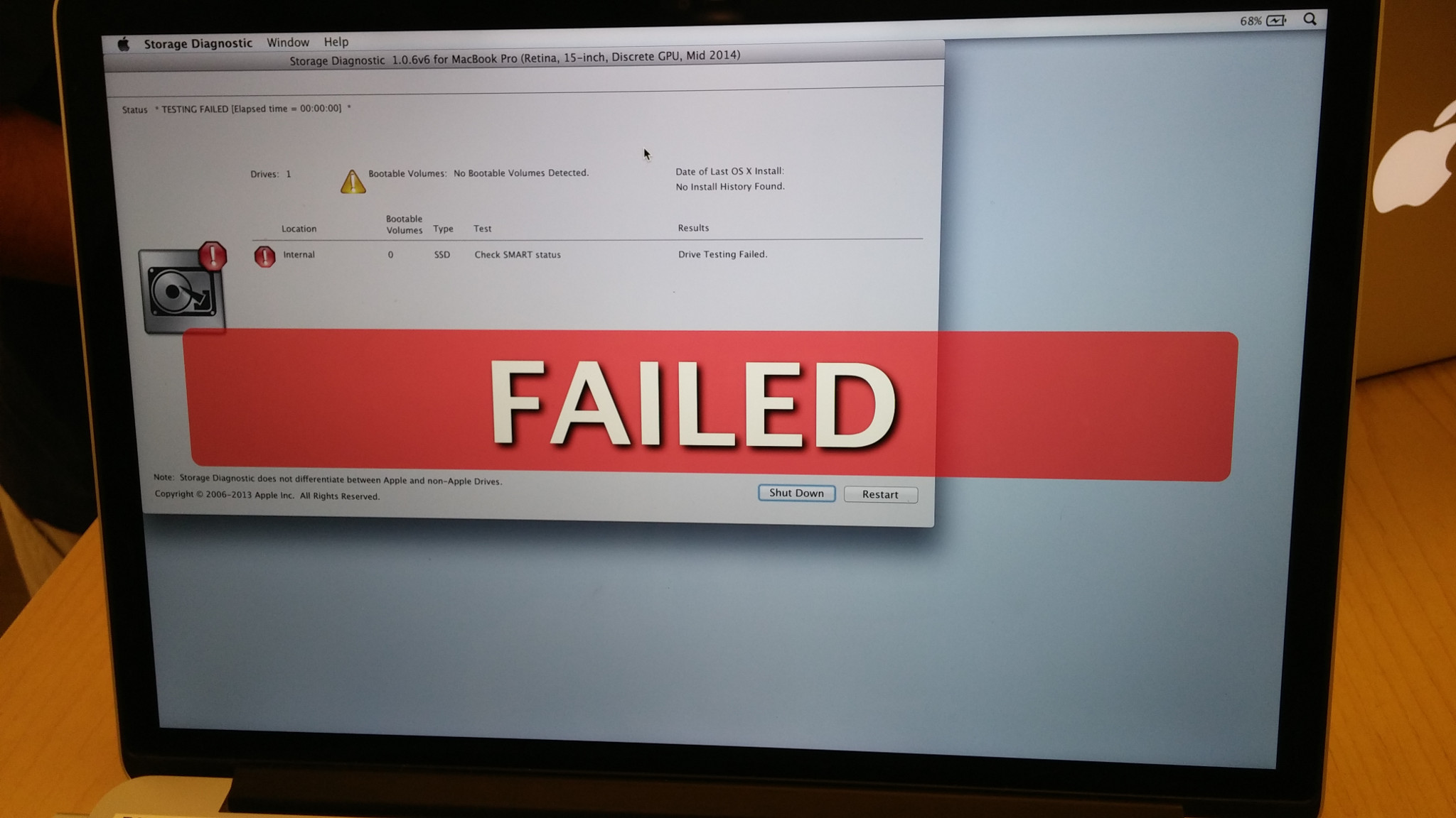 mac powerbook pro os install failed