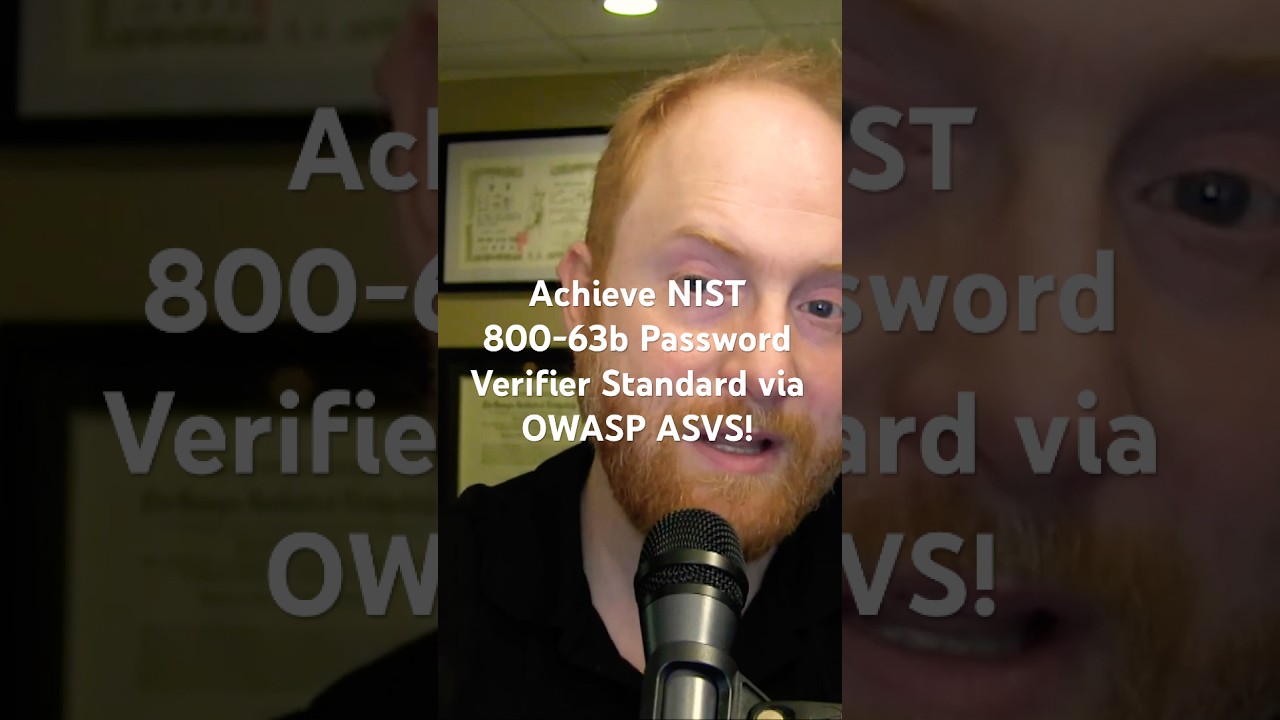 Frank Rietta speaking into a microphone, with on-screen text "Achieve NIST 800-63b Password Verifier Standard via OWASP ASVS!"