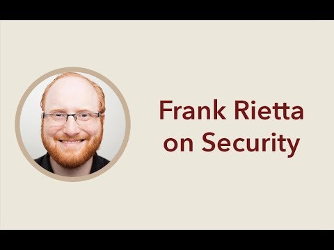 Title card reading "Frank Rietta on Security" next to a circular headshot photo of Frank Rietta smiling.